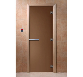 Стеклянная дверь для бани и сауны DoorWood «Бронза Матовая» 2100х700