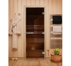 Стеклянная дверь для бани DoorWood «Эталон Бронза» 2000х800