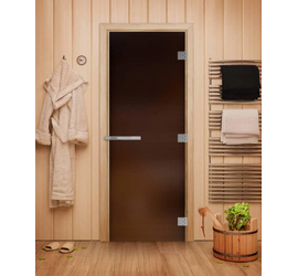Стеклянная дверь для бани DoorWood «Эталон Матовая Бронза» 1900х700