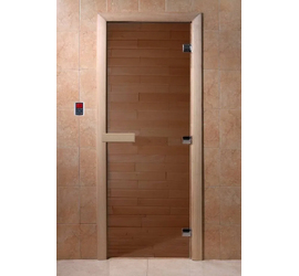 Стеклянная дверь для бани и сауны DoorWood «Теплый День» Бронза 1900х700
